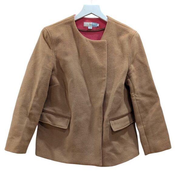 Boden Ella Wool Felted Swing Snap Button Coat in Camel Women's 6 - Picture 1 of 6